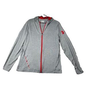 Under Armour Sweatshirt Mens Medium Gray Long Sleeve Full Zip Loose lightweight‎
